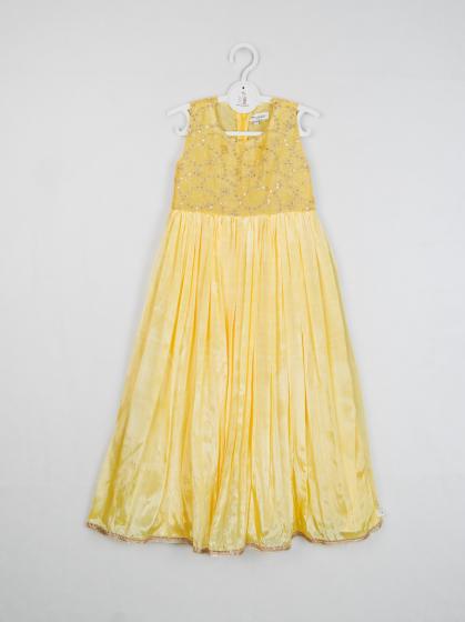 Yellow Chinnon One piece frock