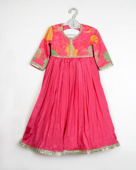 Peach Chinnon One piece frock